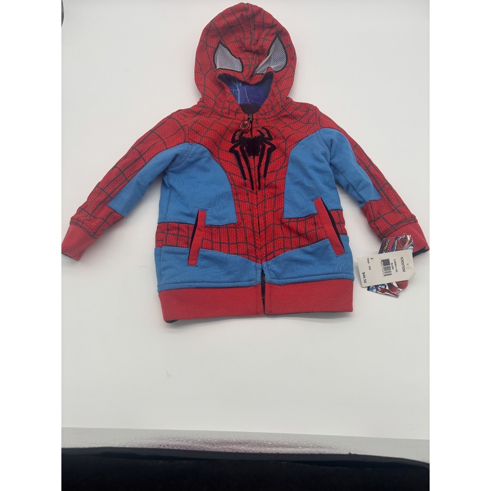 Marvel The Amazing Spider Man 2 Full Zip Hoodie Red Blue Boy's 2 Reversible